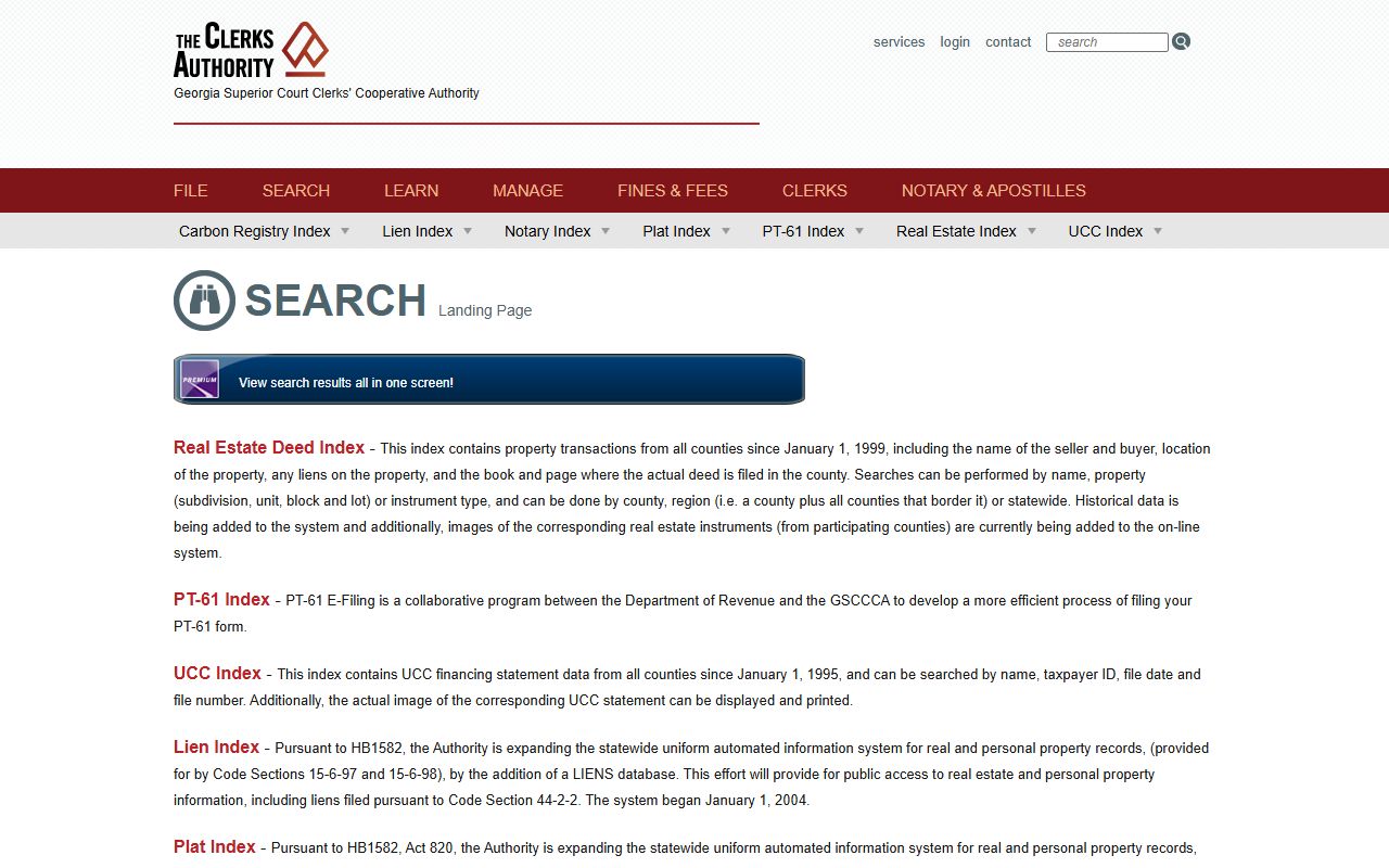 Early County Clerk of Superior Court GSCCCA search portal