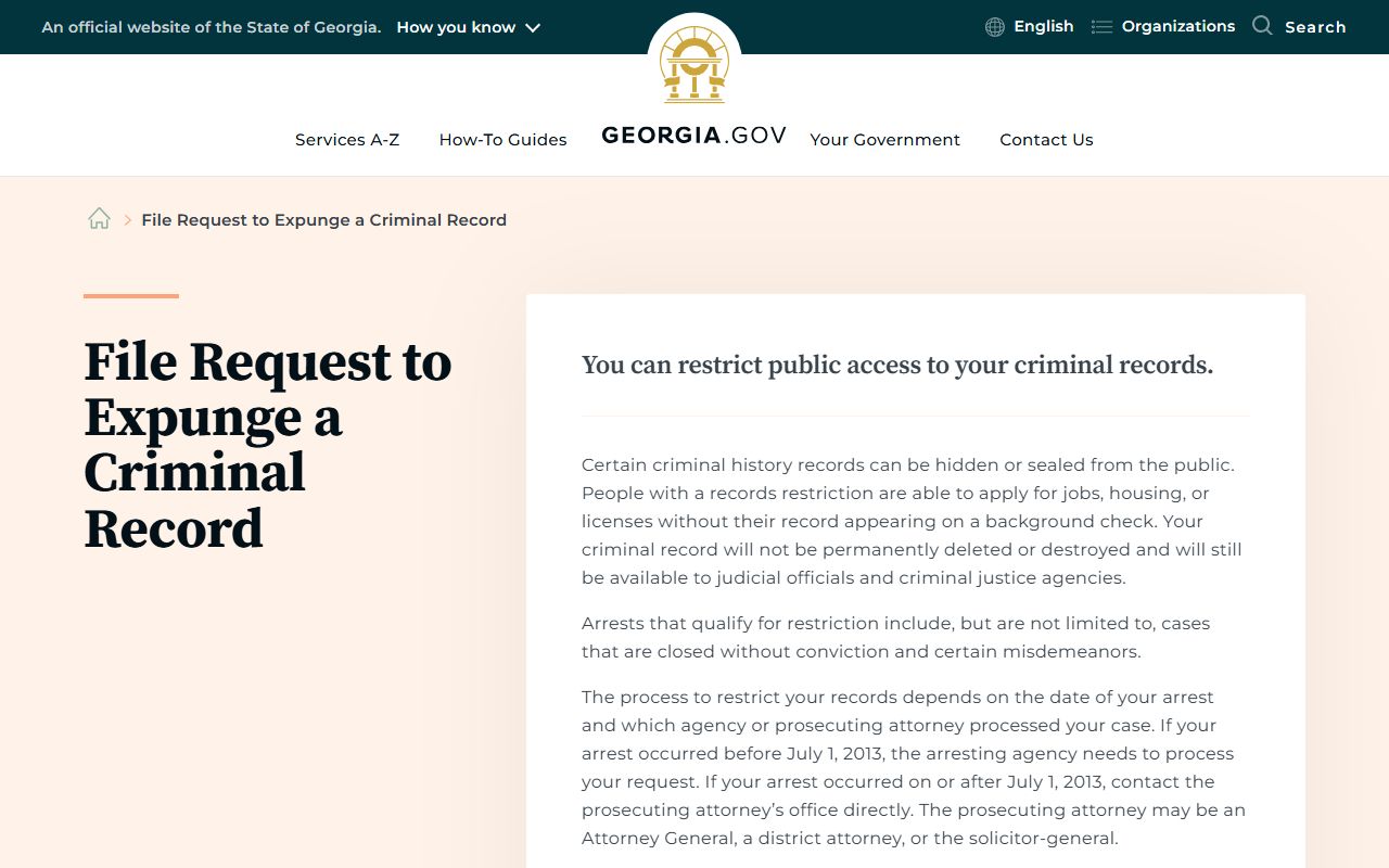 Early County criminal court records and Georgia record restriction process