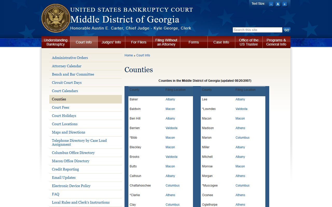 Early County Superior Court records and bankruptcy filing location