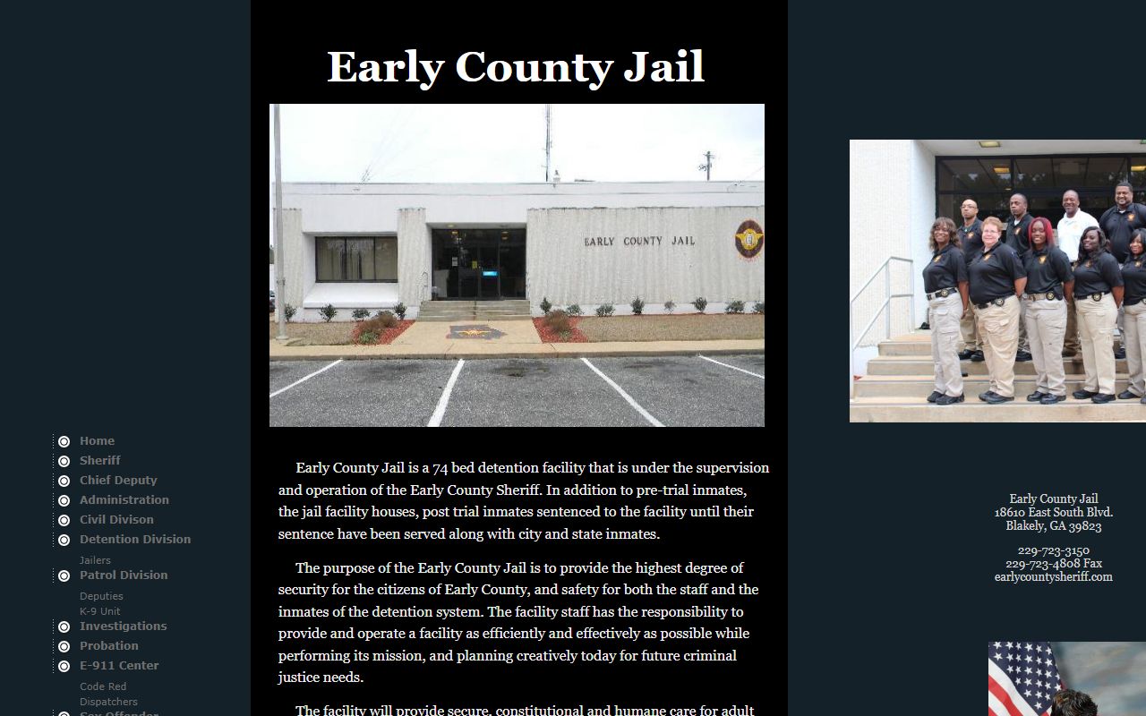 Early County inmate records and jail detention page