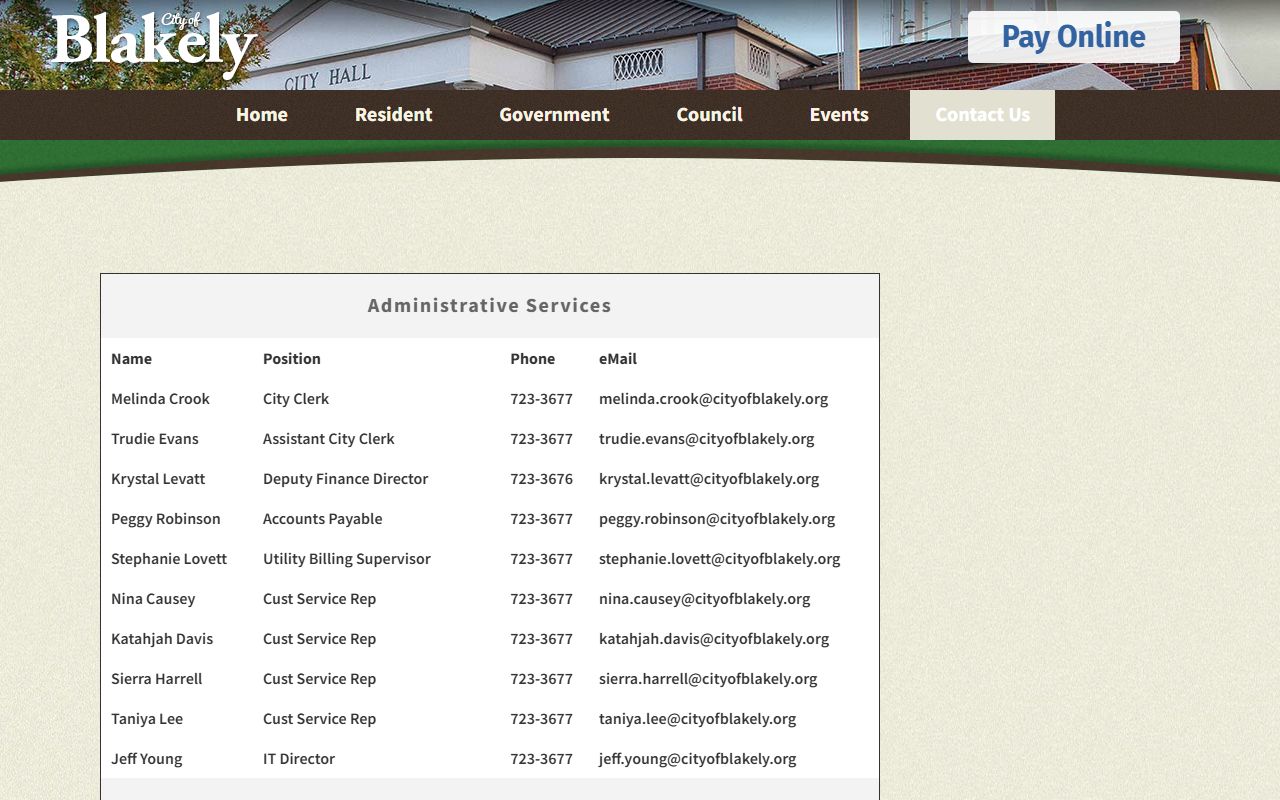 Early County traffic court records Blakely staff directory