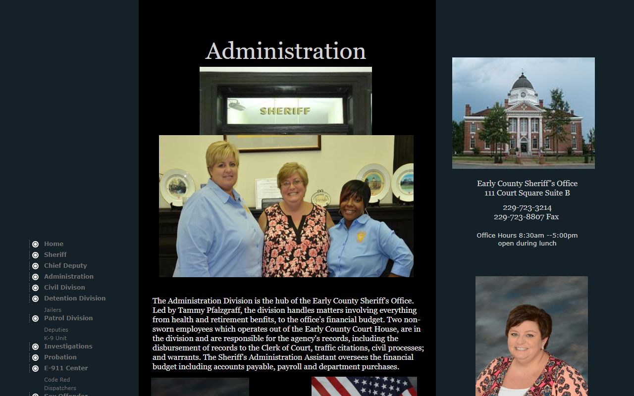 Early County warrant records and sheriff administration access